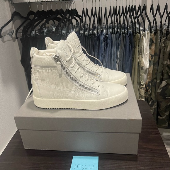 Giuseppe Zanotti White May London High-Top Silver Zipper Sz 43/10 Designer - Picture 2 of 15